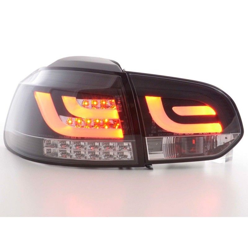 Kit feux arrières LED VW Golf 6 type 1K 2008 à 2012 noir avec clignotants LED, Eclairage Volkswagen