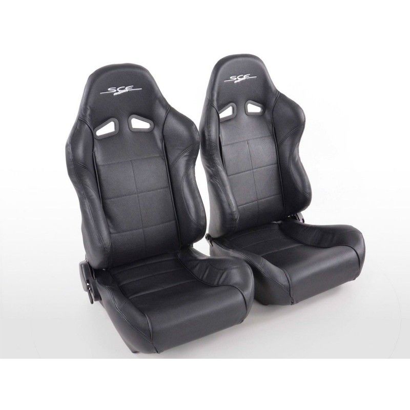 Sièges sport FK Set de sièges auto demi-coque SCE-Sportive 1 cuir synthétique noir, Sièges