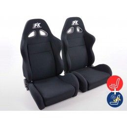 Sièges sport FK Sièges auto demi-coque en tissu Super-Sport noir avec chauffage et massage des sièges, Sièges