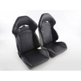 Sièges sport FK Sièges auto demi-coque en cuir synthétique noir couture noir, Sièges