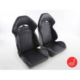 Sièges sport FK Sièges demi-coque de voiture en cuir synthétique noir avec siège chauffant, Nouveaux produits fk