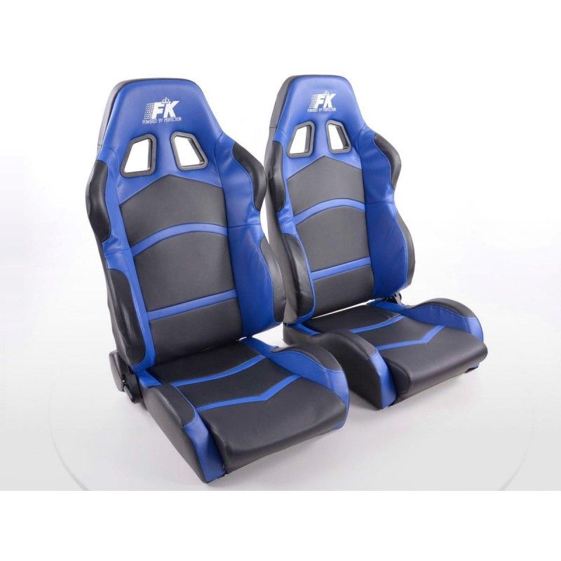 Sièges sport FK Sièges demi-coque auto Set Cyberstar cuir synthétique noir / bleu, Sièges