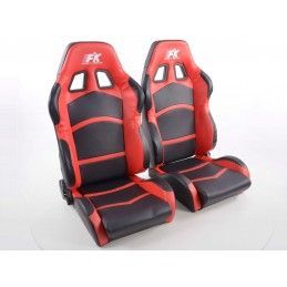 Sièges sport FK Sièges demi-coque auto Set Cyberstar cuir synthétique noir / rouge, Nouveaux produits fk