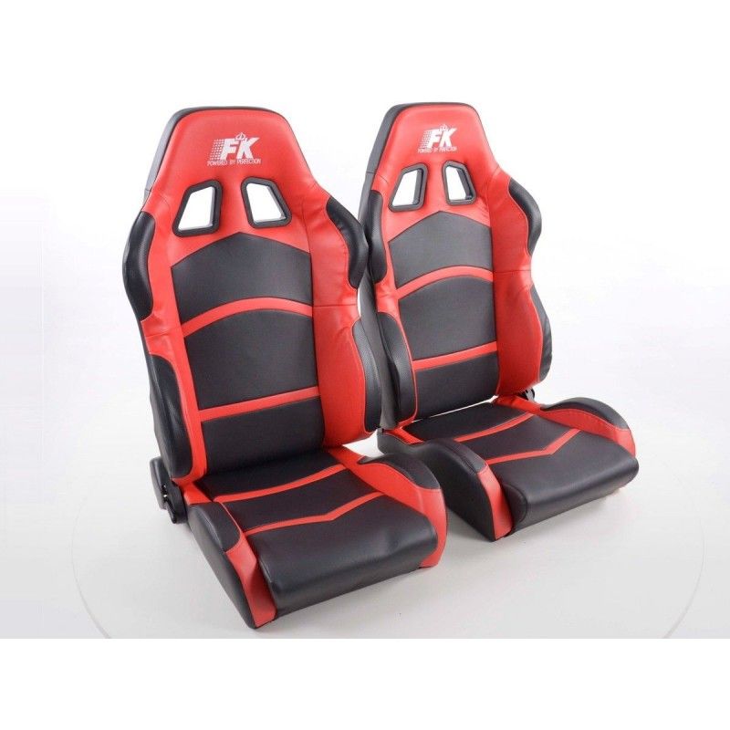 Sièges sport FK Sièges demi-coque auto Set Cyberstar cuir synthétique noir / rouge, Sièges