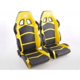 Sièges sport FK Sièges demi-coque auto Set Cyberstar cuir synthétique noir / jaune, Sièges