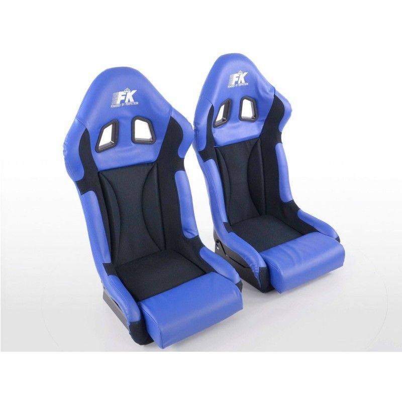 Sièges sport FK Sièges baquets complets pour voiture Set Race 1 avec housse en fibre de verre brillante, Sièges