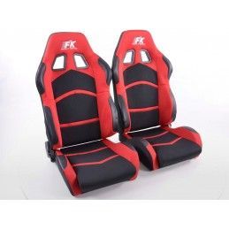 Sièges sport FK Set de sièges auto demi-coque tissu Cyberstar noir / rouge, Sièges