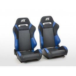 Sièges sport FK Sièges demi-coque de voiture Set Frankfurt simili cuir noir / bleu, Nouveaux produits fk