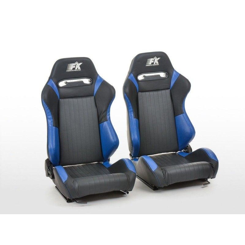 Sièges sport FK Sièges demi-coque de voiture Set Frankfurt simili cuir noir / bleu, Nouveaux produits fk