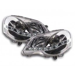 Phare Daylight LED DRL look VW Polo type 9N3 05-09 chrome, Eclairage Volkswagen