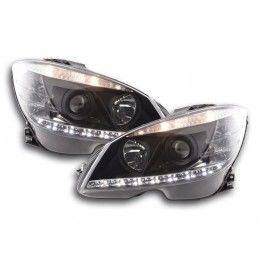 Phare Daylight LED DRL look Mercedes Classe C W204 07-10 noir, Eclairage Mercedes