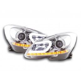Phare Daylight LED DRL look Mercedes Classe C W204 11-14 chrome, Eclairage Mercedes