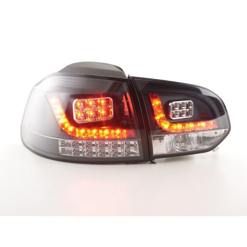 Kit feux arrières LED VW Golf 6 type 1K 2008-2012 noir avec clignotants LED pour conduite à droite, Golf 6