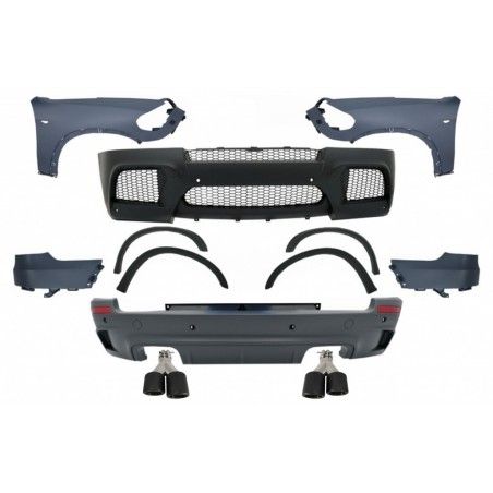 Complete Body Kit with Front Fenders and Twin Exhaust Muffler Tips Carbon Fier Matte suitable for BMW X5 E70 (2007-2013) X5M M D