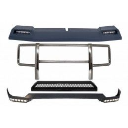 Kit Front BullBar and LED Roof Spoiler with Upper Spoiler Lip and LED DRL Extension suitable for Mercedes G-Class W463 (1989-201