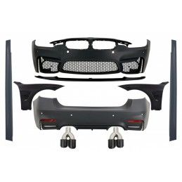 Complete Body Kit with Carbon Fiber Exhaust Muffler Tips and Front Fenders Black suitable for BMW F30 (2011-2019) EVO II M3 CS S