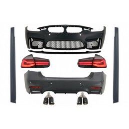 Body Kit with Dual Twin Exhaust Muffler Tips suitable for BMW 3 series F30 (2011-2019) and LED Taillights Dynamic Sequential Tur