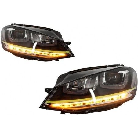 Complete Body Kit suitable for VW Golf 7 VII (2012-2017) R400 Look with Headlights 3D LED DRL Yellow FLOWING Dynamic Sequential 