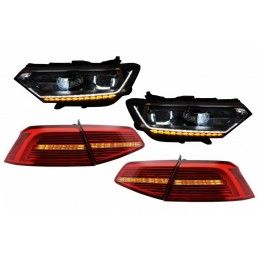 Full LED Headlights with LED Taillights suitable for VW Passat B8 3G (2014-2019) Matrix R line with Sequential Dynamic Turning L