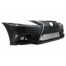 Front Bumper with Lower Spoiler Lip suitable for Lexus IS XE20 (2006-2013) IS F Sport Facelift XE30 2014-up Design and LED DRL H