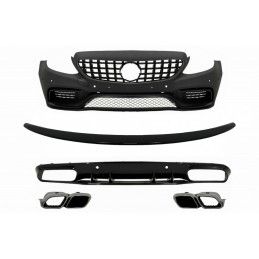 Front Bumper suitable for Mercedes C-Class C205 A205 Coupe Cabriolet (2014-2019) Front Grille GT-R Panamericana with Trunk Boot 
