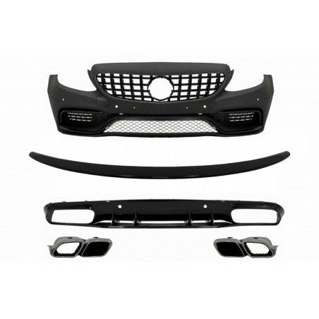 Front Bumper suitable for Mercedes C-Class C205 A205 Coupe Cabriolet (2014-2019) Front Grille GT-R Panamericana with Trunk Boot 