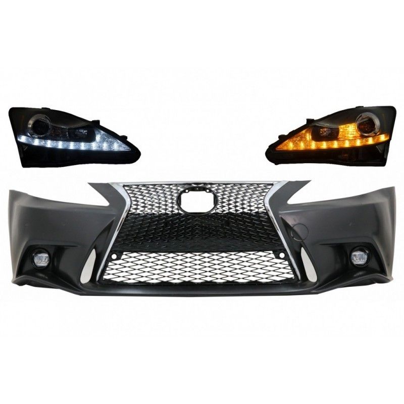 Front Bumper suitable for Lexus IS XE20 (2006-2013) IS F Sport Facelift XE30 2014-up Design and LED DRL Headlights Dynamic Turn 