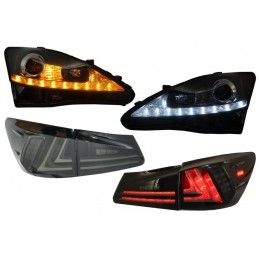 Assembly LED DRL Headlights Dynamic Turn Light Signal with Taillights Full LED Smoke suitable for LEXUS IS XE20 (2006-2013) Face