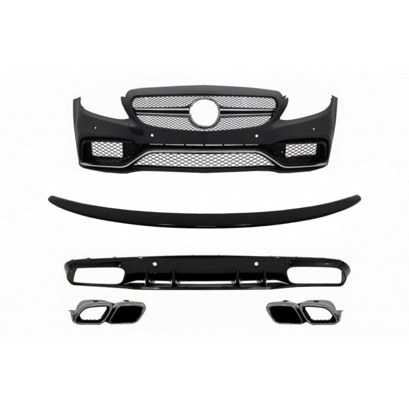 Front Bumper suitable for Mercedes C-Class C205 A205 Coupe Cabriolet (2014-2019) with Rear Bumper Valance Diffuser and Trunk Boo