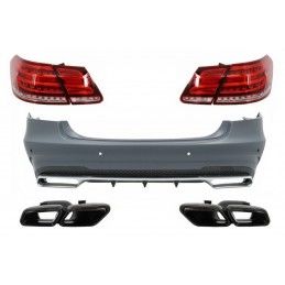 Rear Bumper with Exhaust Muffler Tips Black Edition and LED Light Bar Taillights suitable for Mercedes W212 E-Class Facelift (20
