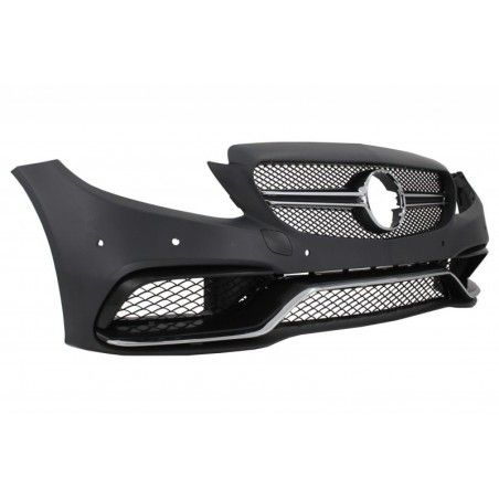 Front Bumper and Rear Bumper Valance Diffuser suitable for Mercedes C-Class C205 A205 Coupe Cabriolet (2014-2019) C63S Design Si