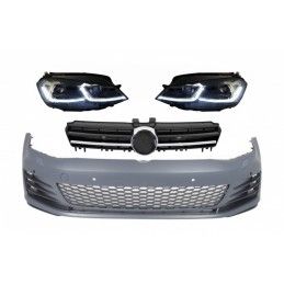 Front Bumper with LED Headlights Sequential Dynamic Turning Lights and Grille Chrome Insertions suitable for VW Golf VII 7 5G (2