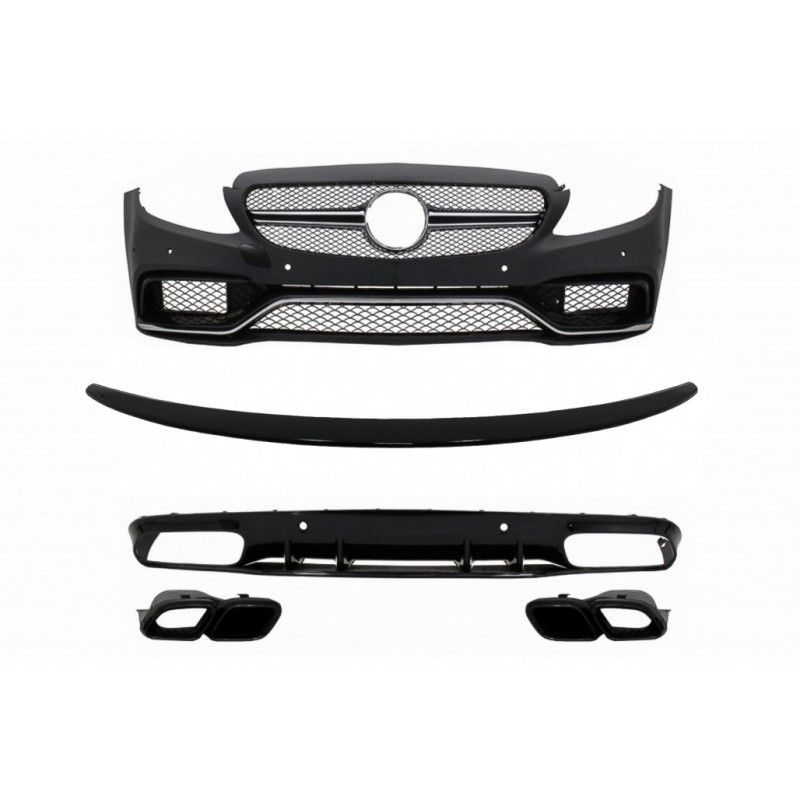 Front Bumper suitable for Mercedes C-Class C205 A205 Coupe Cabriolet (2014-2019) with Trunk Boot Spoiler and Rear Bumper Valance