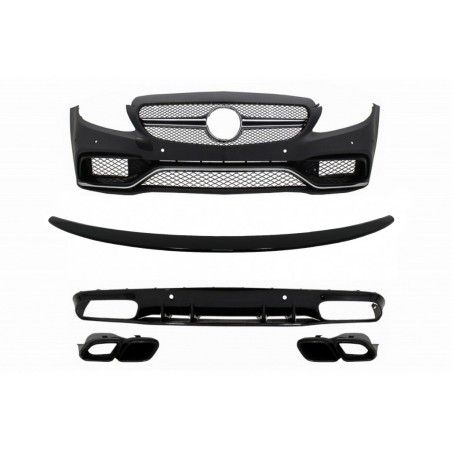 Front Bumper suitable for Mercedes C-Class C205 A205 Coupe Cabriolet (2014-2019) with Trunk Boot Spoiler and Rear Bumper Valance