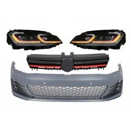 Front Bumper suitable for VW Golf VII 7 5G (2013-2017) with Central Grille and LED Headlights with Sequential Dynamic Turning Li