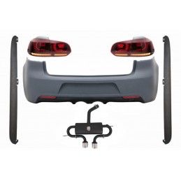 Rear Bumper with Exhaust System suitable for VW Golf 6 VI (2008-2013) R20 Design Side Skirts and Taillights Full LED Red Cherry 