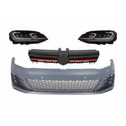 Front Bumper with Central Grille and LED Headlights Sequential Dynamic Turning Lights suitable for VW Golf VII 7 5G (2013-2017) 