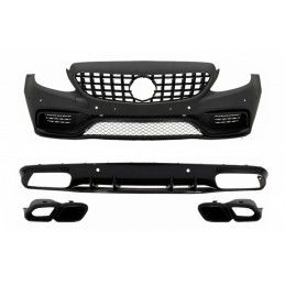 Front Bumper with Front Grille GT-R suitable for Mercedes C-Class C205 A205 Coupe Cabriolet (2014-2019) and Rear Bumper Valance 