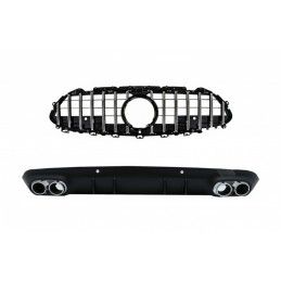 Central Grille with Diffuser and Exhaust Tips Suitable for Mercedes CLS-Class C257 (2018-up) GTR CLS53 Design only AMG Line Rear
