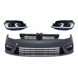 Front Bumper and LED Headlights suitable for VW Golf 7 VII (2012-2017) RHD Facelift G7.5 R Line Look Sequential Dynamic Turning 