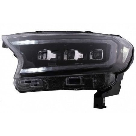 Headlights LED Light Bar Dynamic Start-up Display suitable for Ford Ranger Raptor (2015-2020) LHD Full Black Housing with Sequen