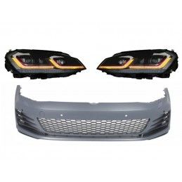 Front Bumper suitable for VW Golf VII 7 5G (2013-2017) with LED Headlights G7.5 GTI Look with Sequential Dynamic Turning Lights 