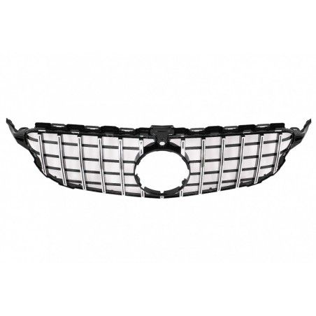 Front Bumper suitable for Mercedes C-Class W205 S205 (2014-2018) Central Grille with Rear Diffuser and Exhaust Muffler Tips C63 