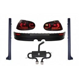 Rear Bumper Extension Complete Exhaust System suitable for VW Golf V 2003-2008 with LED Taillights Dynamic Red/Smoke and Side Sk