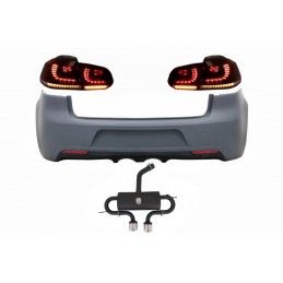 Rear Bumper with Exhaust System and Taillights Full LED suitable for VW Golf VI (2008-2013) R20 Design Dynamic Sequential Turnin