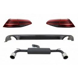 Rear Bumper Air Diffuser suitable for VW Golf 7.5 VII (2017-Up) with Complete Exhaust System and LED Taillights Dynamic Sequenti