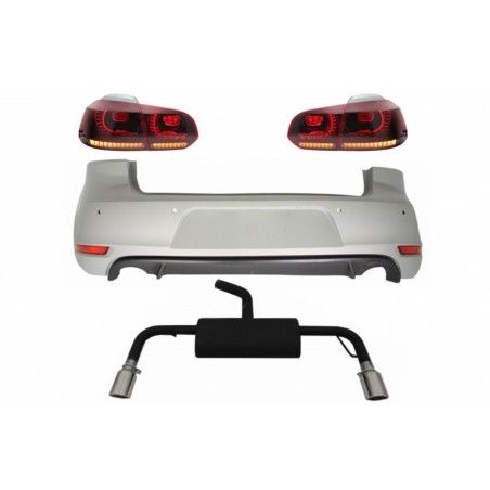 Rear Bumper suitable for VW Golf 6 VI (2008-2012) with Complete Exhaust System and Taillights FULL LED Dynamic Sequential Turnin