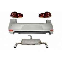 Rear Bumper suitable for VW Golf 6 VI (2008-2012) with Exhaust System and Taillights FULL LED Dynamic Sequential Turning Light G