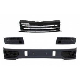 Front Bumper Add-on Spoiler with LED DRL suitable for VW Transporter Multivan Caravelle T5 T5.1 Facelift (2010-2015) and Badgele