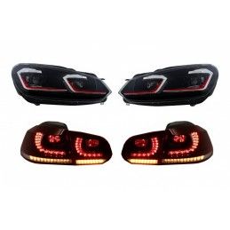 LED Headlights and Taillights suitable for VW Golf 6 VI (2008-2013) With Facelift G7.5 GTI Look Red Flowing Dynamic Sequential T
